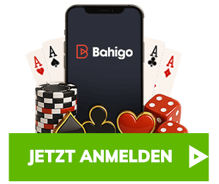 Smartphone mit Bahigo Logo zwischen Karten und Spielchips als Einstieg ins Bahigo Casino